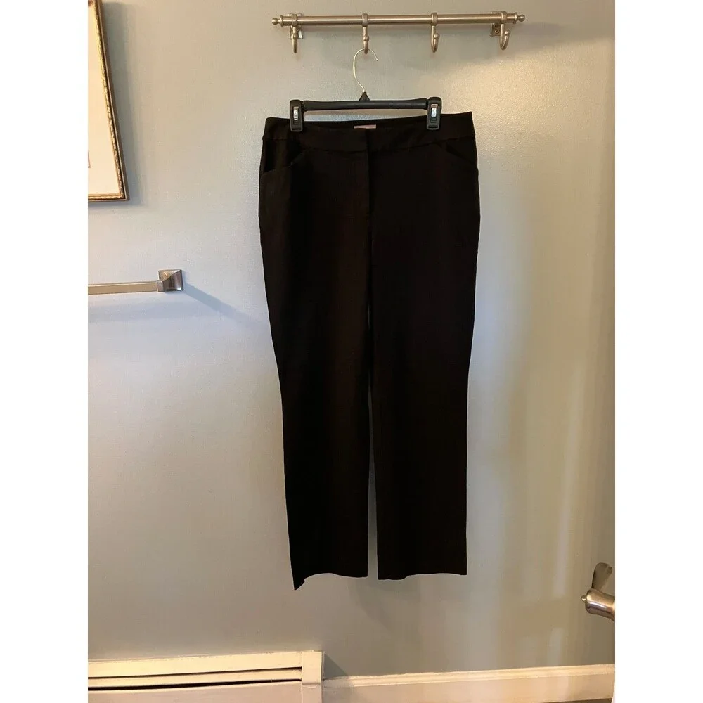 Chicos Womens Flat Front Straight Leg Dress Pants Size 1 (Medium 8) Black - Picture 1 of 8